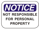 not responsible for personal property